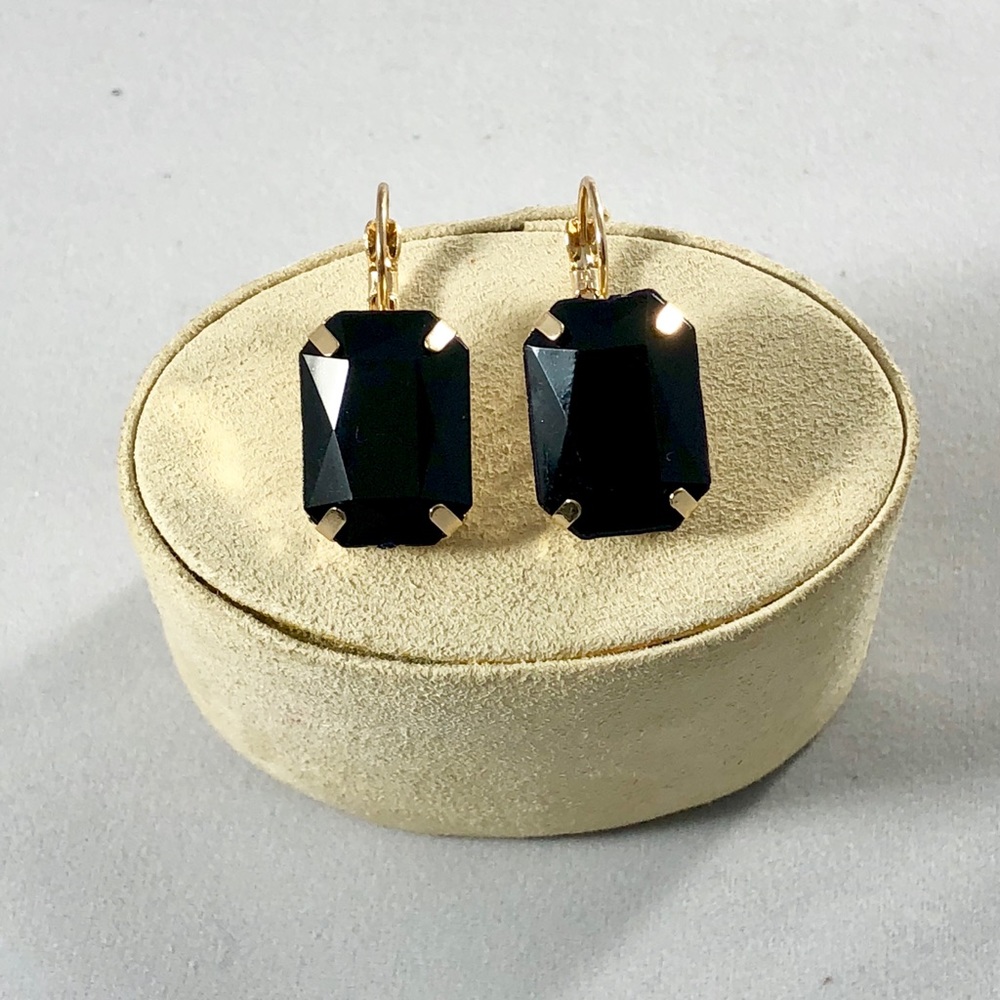 Black Crystal Drop Earrings
